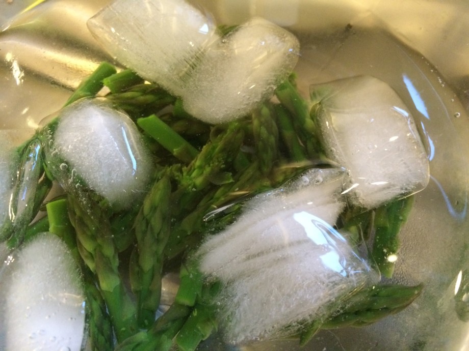 Asparagus Tips in Iced Water